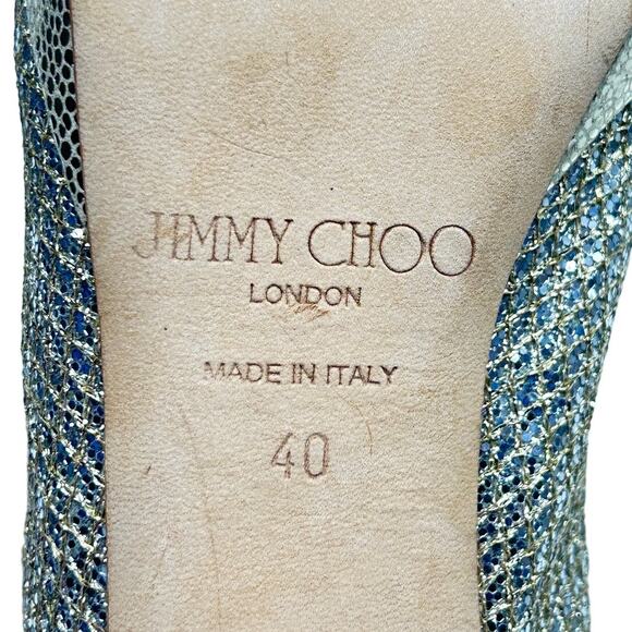 Jimmy Choo Gold Glitter Slingback Heels Size 40 (US 9) - Picture 13 of 14